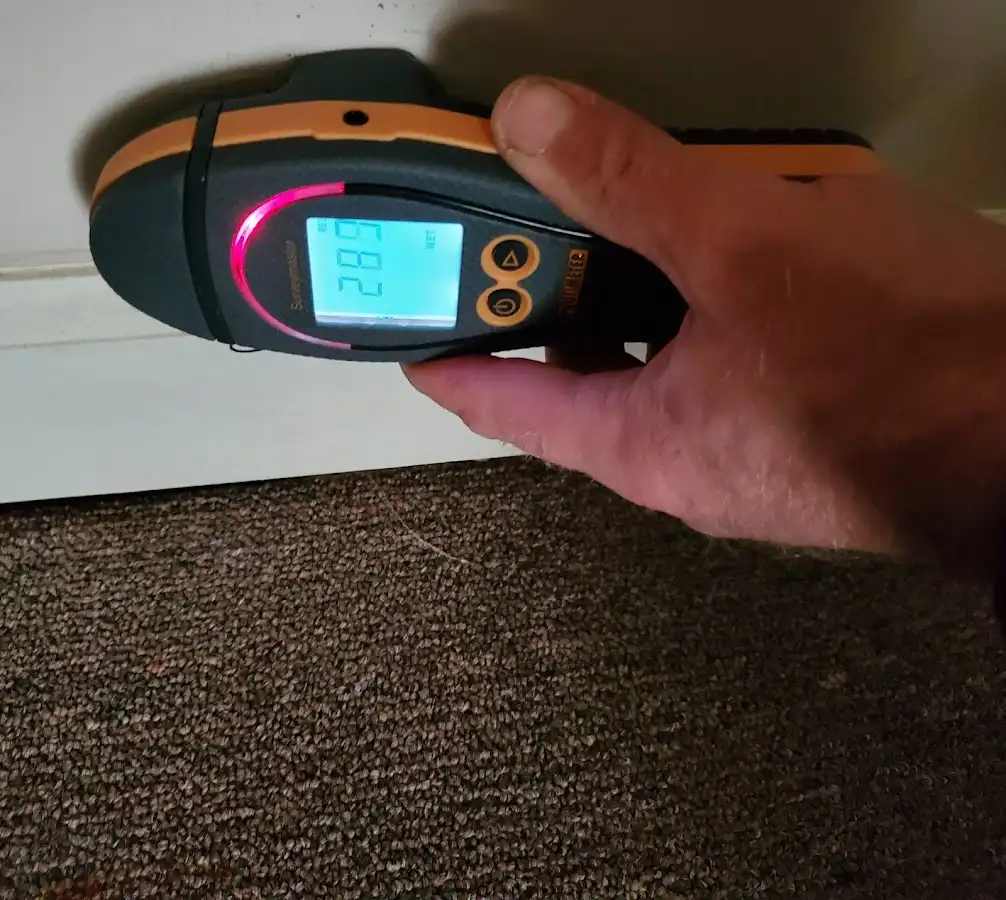 Moisture detection at baseboard during Burst Pipe Cleanup in Oak Park